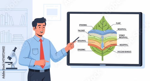Illustrative Explanation Of Leaf Anatomy During A Science Lesson