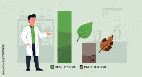 Leaf Health Comparison Illustrating Environmental Impact By Scientist