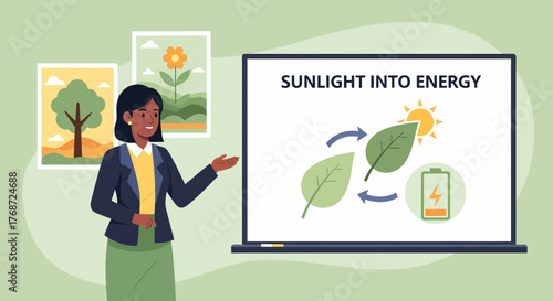 Renewable Energy Presentation With Solar And Green Tech Illustration