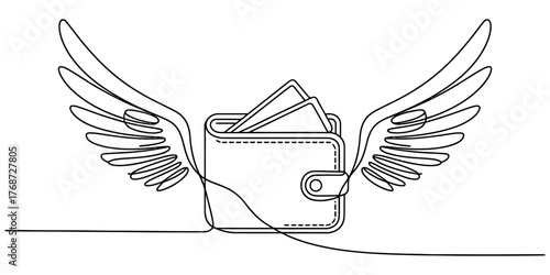 Continuous line drawing of earth supported by bags of money and coins represents global economy and wealth vector