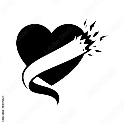 Vector art of broken heart with shattered pieces symbolizes pain