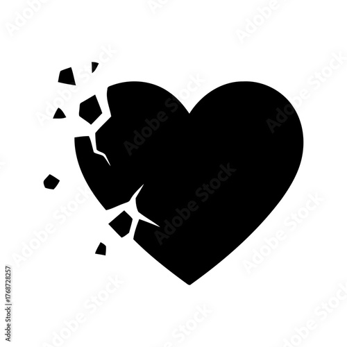 Vector art of black broken heart for sad or painful concept