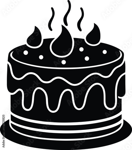 Cake icon with frosting and sprinkles dessert for celebration treats and bakery menu sweet food silhouette