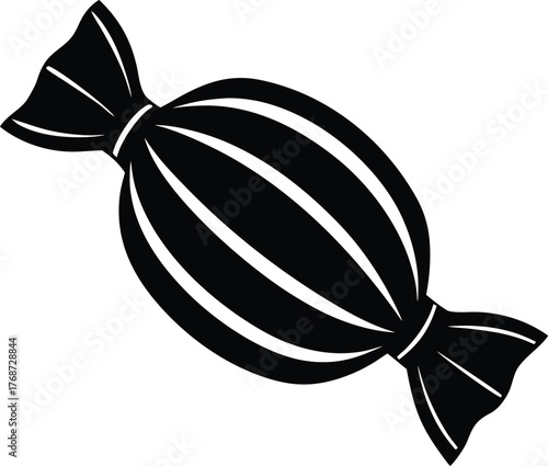 Striped Wrapped Candy Icon Sweet Confectionery Treat Delicious Bonbon Caramel Toffee Sugar Goodie Snack Silhouette Design
