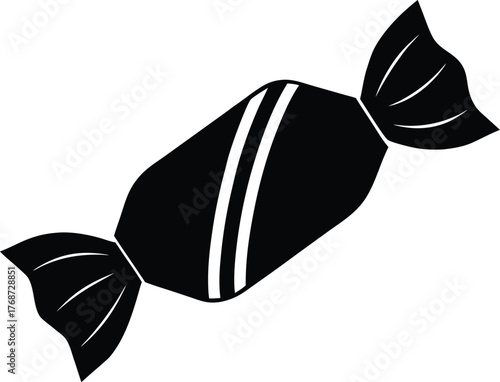 Wrapped Hard Candy Icon Sweet Confectionery Treat Delicious Caramel Toffee Bonbon Sugar Goodie Snack Silhouette Design
