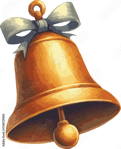 Watercolor vector illustration of a christmas bell
