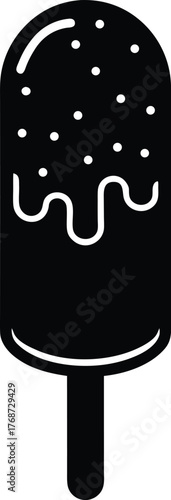 Ice pop bar icon frozen dessert stick vector illustration chocolate dipped sweet treat silhouette refreshing snack