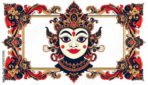Balinese mask frame with transparent background