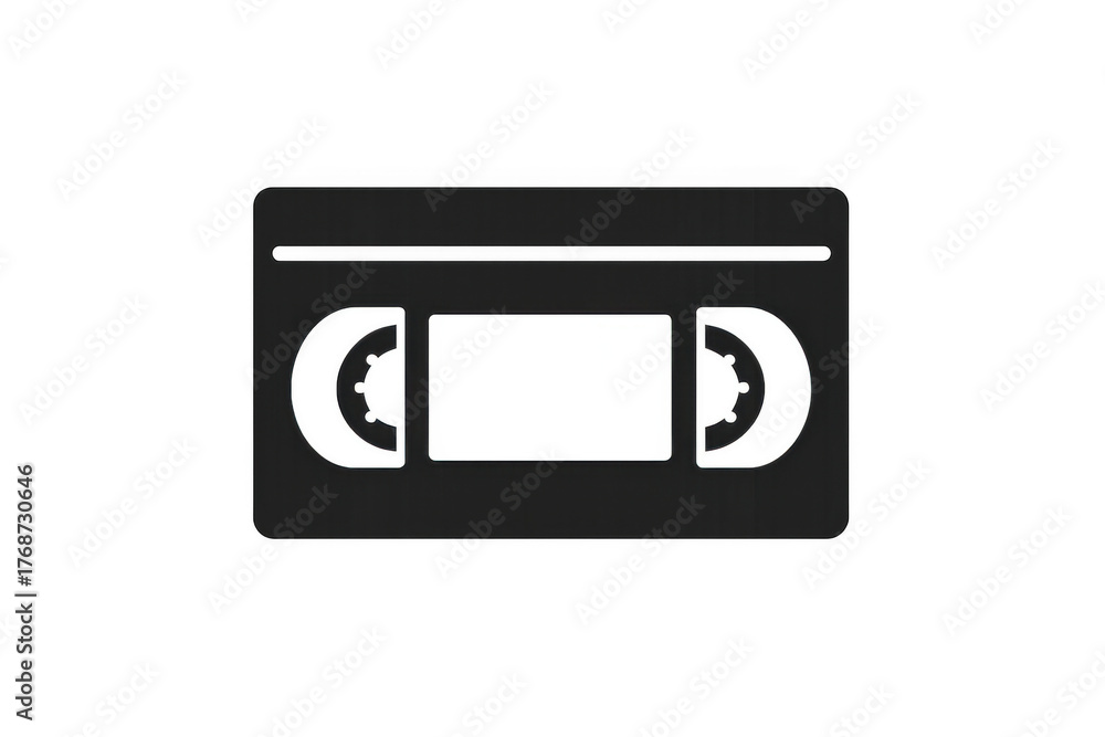 Naklejka premium Vhs video cassette icon representing retro entertainment, old home movies, and 90s technology nostalgia