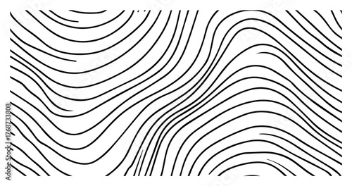 Abstract wavy line pattern background – hypnotic contour stripes creating fluid topographic texture, minimalist vector illustration