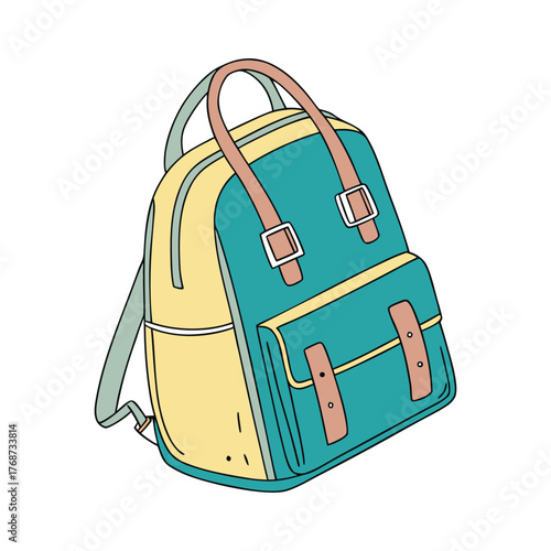Watercolor Style School Bag Sticker With Soft Blended Color Design