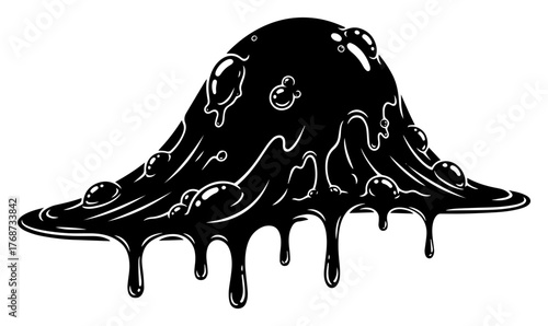 Melting slime puddle – drippy goo blob cartoon, bold vector illustration