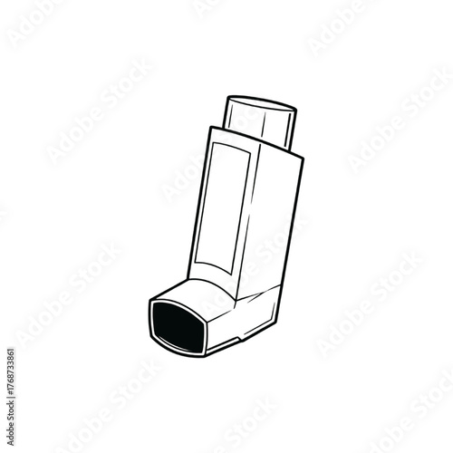 Minimalist Asthma Inhaler Line Art Vector in Black and White