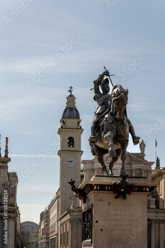 Bronze Horse Statue in Piazza San Carlo, Turin