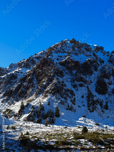 Natural Landscape of a Partially Snowy Mountain