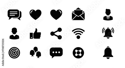 Essential social media network icons set for web design and app development projects