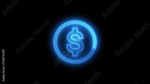 Glowing Neon Doller icon motion in colorful. Dollar motion, money, exchange