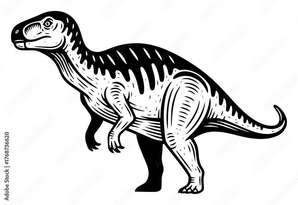 Fototapeta premium Parasaurolophus dinosaur profile – bold prehistoric reptile vector illustration