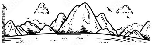 Mountain landscape panorama sketch – minimalist alpine range vector illustration