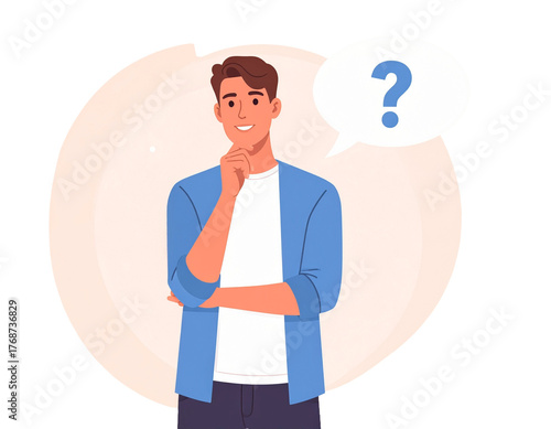 young man with question mark