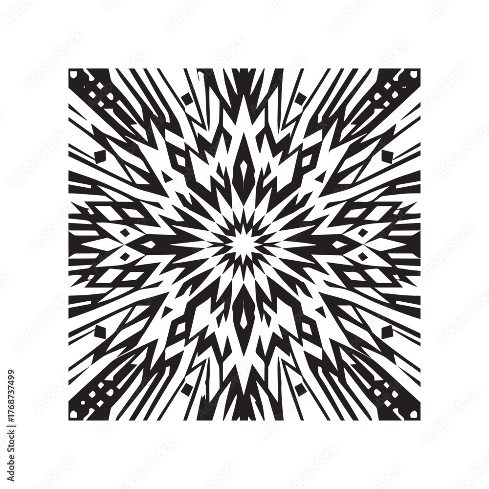 Obraz premium Black and White Abstract Geometric Fireworks Pattern Vector