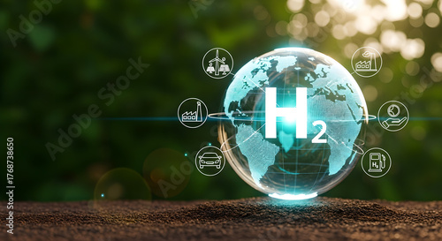 Green Hydrogen Energy Global Solutions Digital Concept Copy Space
