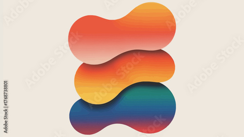Abstract organic shapes with vibrant gradient colors stacked vertically against a neutral background creating a modern and fluid design
