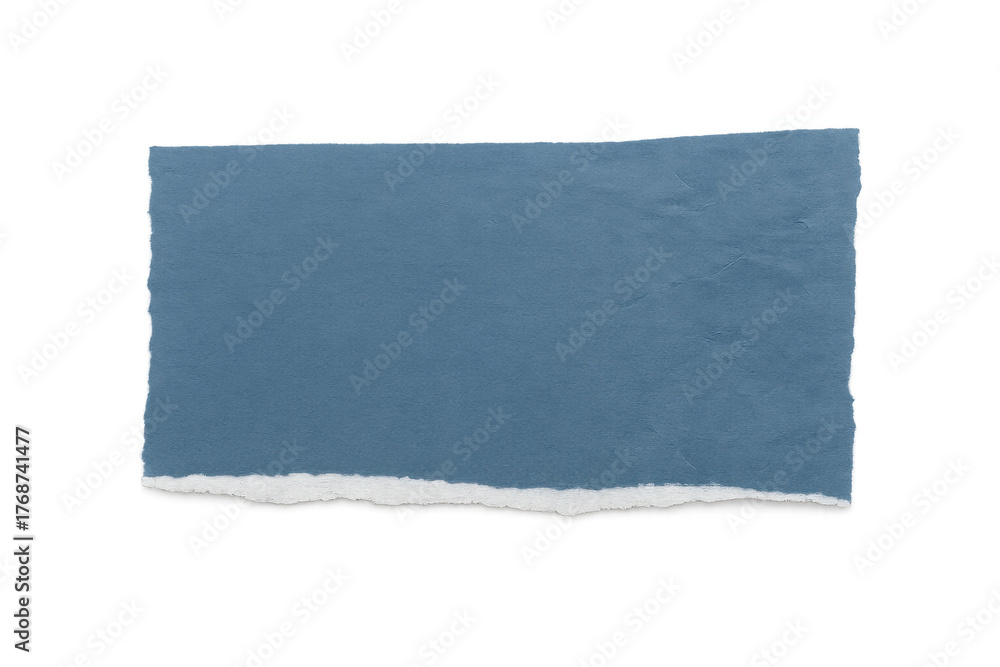 Obraz premium Blue scrap paper banner with torn bottom edge, empty space copy, transparent background isolated