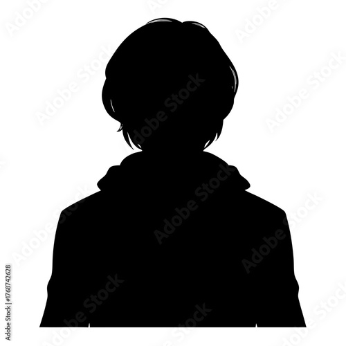 Silhouette of a person with short hair and a jacket