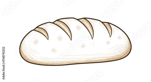 A freshly baked loaf of white bread is ready to be enjoyed.