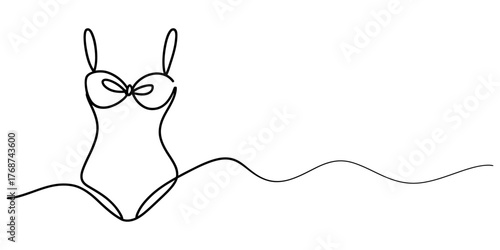 Continuous one line drawing of a person sitting on a bed with pillows and a blanket vector