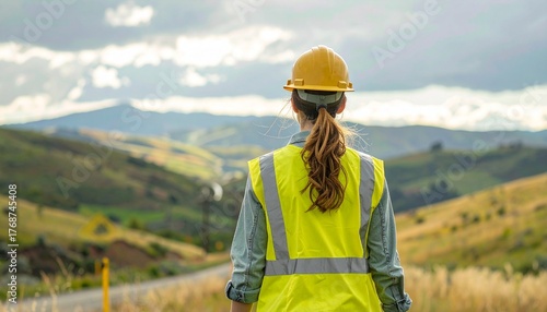Pipeline Inspector Walking Along Remote Right-of-Way