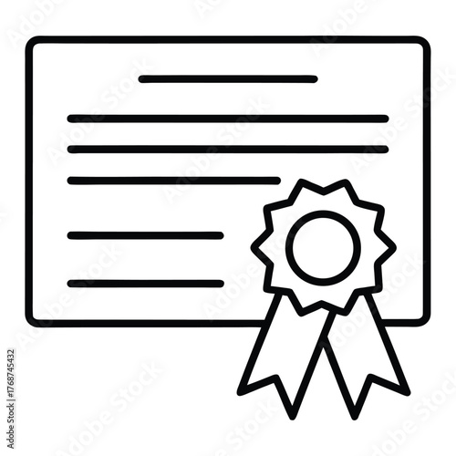 black certificate with ribbon outline clip art preview