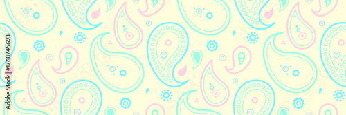 Swirl fashion in dot paisley. Endless contrast artwork curl. Floral paint as ornate page.