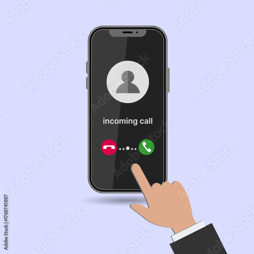 Realistic Smartphone Mockup with Incoming Call Screen and Caller Visualization