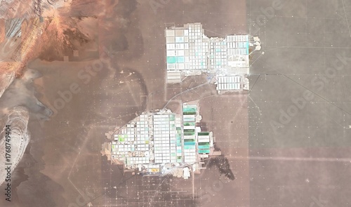 Photography Salar de Atacama, Chile: High-Resolution Aerial View of Salt Flat, Lithium Pools