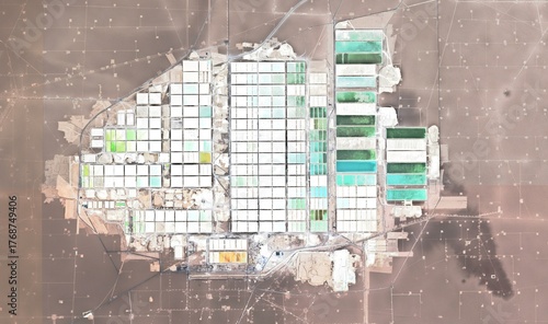 Salar de Atacama, Chile: High-Resolution Aerial View of Salt Flat, Lithium Pools, and Abstract Desert Landscape