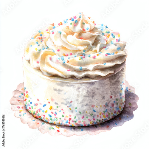 cupcake with cream on white background