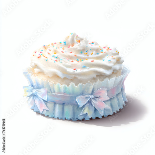 cupcake with cream on white background
