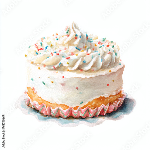 cupcake with cream on white background