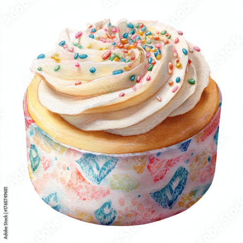 cupcake with cream on white background