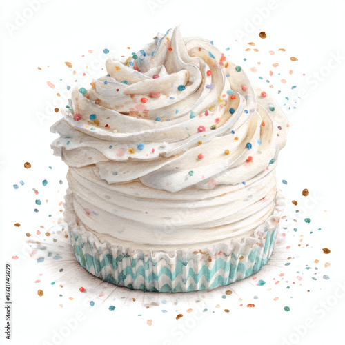 cupcake with cream on white 