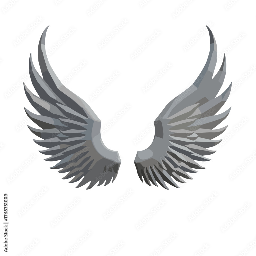 Fototapeta premium Gray angel wings graphic design with a modern aesthetic