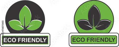 Eco Friendly Logo Set | Green Leaves Symbol with Text for Sustainable Business, Environmentally Conscious Products and Eco-Friendly