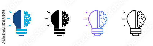 Creativity Icon Multiple Style Vector Illustration
