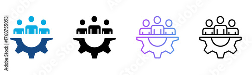Teamwork Icon Multiple Style Vector Illustration
