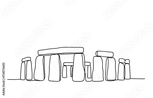 Minimalist linear stonehenge outline design for architectural and historical art projects