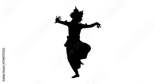 Elegant silhouette of a traditional Balinese dancer performing a captivating movement