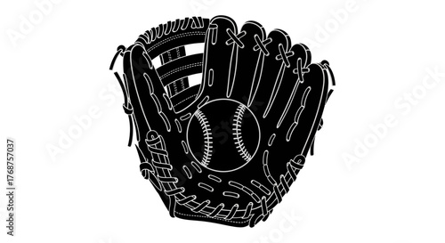 Baseball glove and ball, sports equipment vector illustration for design projects
