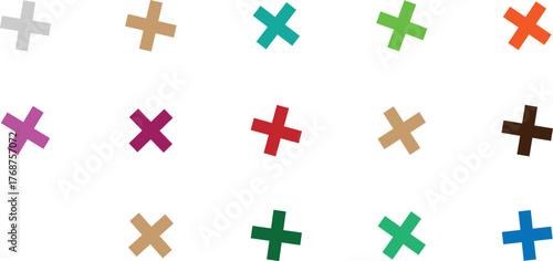 A colorful array of plus signs, creating a vibrant and playful pattern perfect for backgrounds and design elements